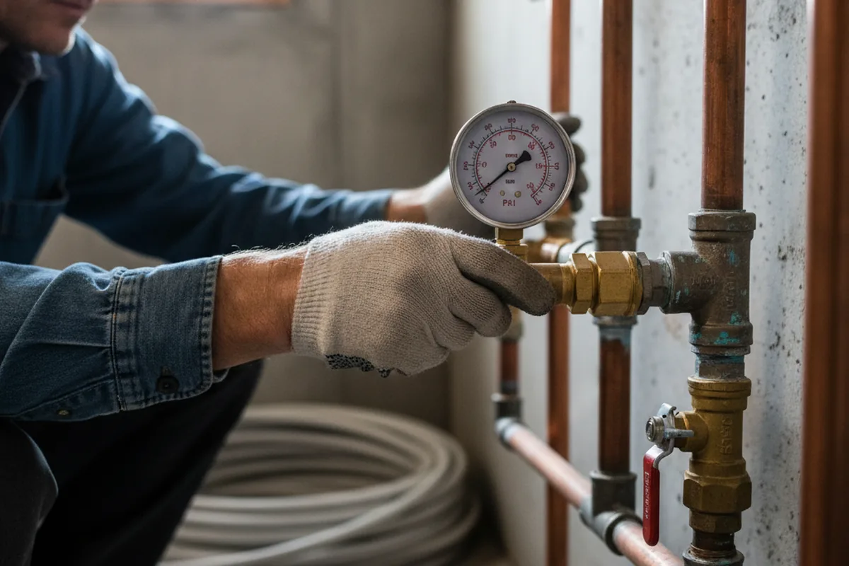 Pressure testing a repaired line during Water Line Repair in Coker